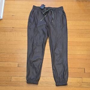 NWT, n:PHILANTHROPY, Chocolate Vegan Leather Joggers, Women's S